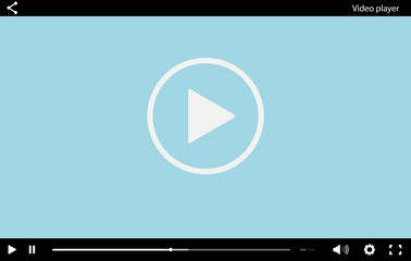 Blue flat Video player bar template for your design. Trendy Mini - 115634687