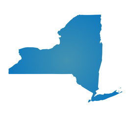 Blank Blue similar New York map isolated on white background. St