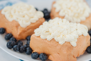 Pavlova Cake with cream and blueberries