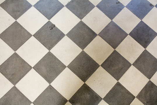 Fototapeta black and white floor tiles