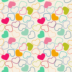 Seamless geometric pattern with hearts. Vector repeating texture
