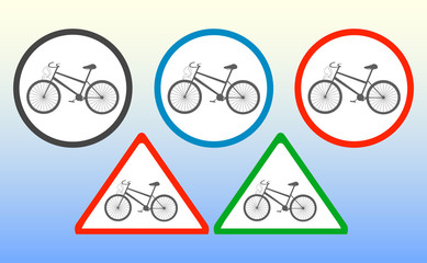 Road signs with bicycles, vector