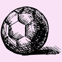 handball ball in front doodle style sketch illustration hand drawn vector