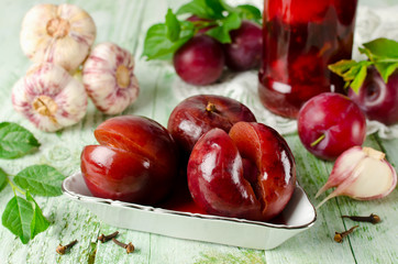 Pickled plum with garlic