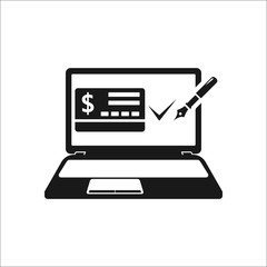 Online mobile payment approved simple icon on background