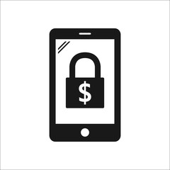 Moble lock secure simple icon on background