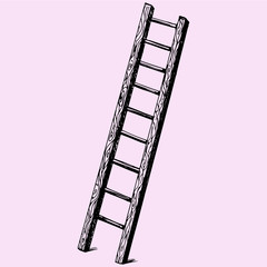 wooden staircase doodle style sketch illustration hand drawn vector