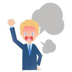 とても怒るビジネスマン、男性会社員のイラスト素材