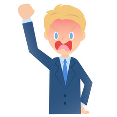 かなり怒るビジネスマン、男性会社員のイラスト素材