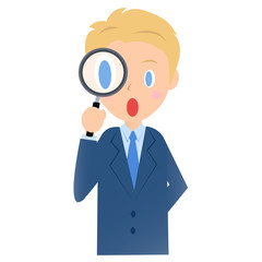 検索するビジネスマン、男性会社員のイラスト素材