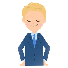 誇らしげなビジネスマン、男性会社員のイラスト素材