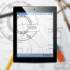 Vector technical blueprint of mechanism