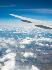 Fototapeta premium aircraft wing with beautiful view.