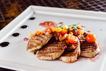 grilled meat with vegetables