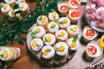Wedding candy bar, cupcakes