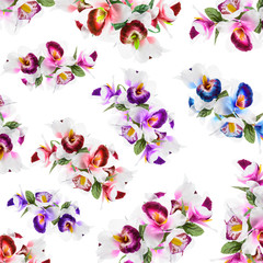 Fototapeta na wymiar pattern Flower, orchid flower print in soft colors made from fab