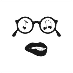 Festival acid fan in round glasses simple icon on background