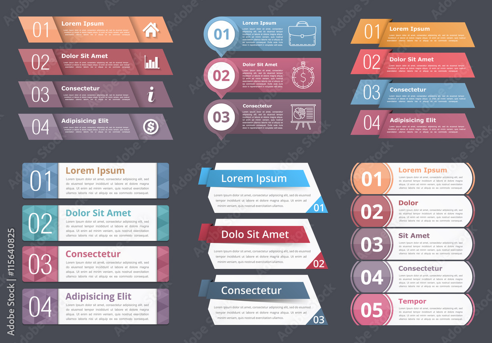Aufkleber infographic elements with numbers and text