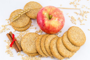Integral biscuits with apple and wheat seeds