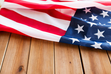 Fototapeta na wymiar close up of american flag on wooden boards