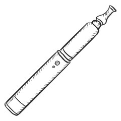 Vector Sketch Single Electronic Cigarettes. Vape Equipment.
