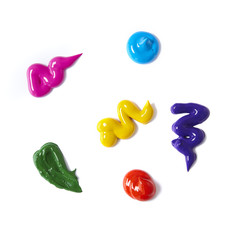 Smears of colorful acrylic paint isolated on a white background