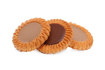 biscuits with chocolate and coffee cream isolated on white backg