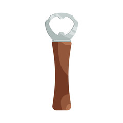 Bottle opener icon in cartoon style on a white background