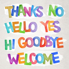 Vector watercolor phrases and words