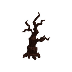Sinister tree icon in cartoon style on a white background