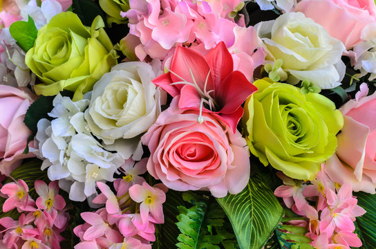 Fototapeta Flowers, flowers made of fabric colorful