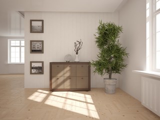 Fototapeta na wymiar white interior design with furnirure. Scandinavian style