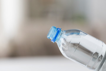 close up of plastic bottle with drinking water