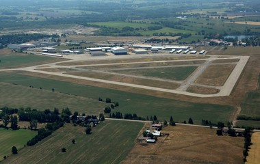 aerial view of the municipal airport in Brantford Ontario Canada