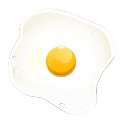 Egg fried on a white background. Vector Illustration