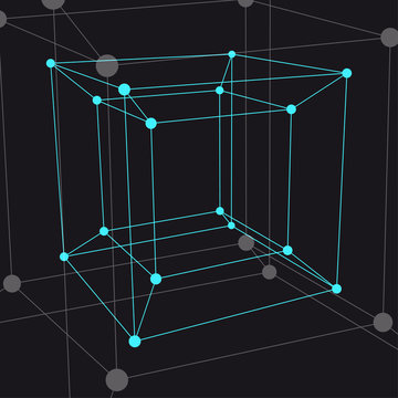 Hypercube 3D object. Vector Illustration