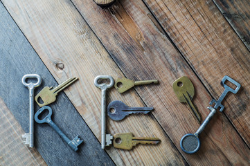 The word "key" made up of old metal keys