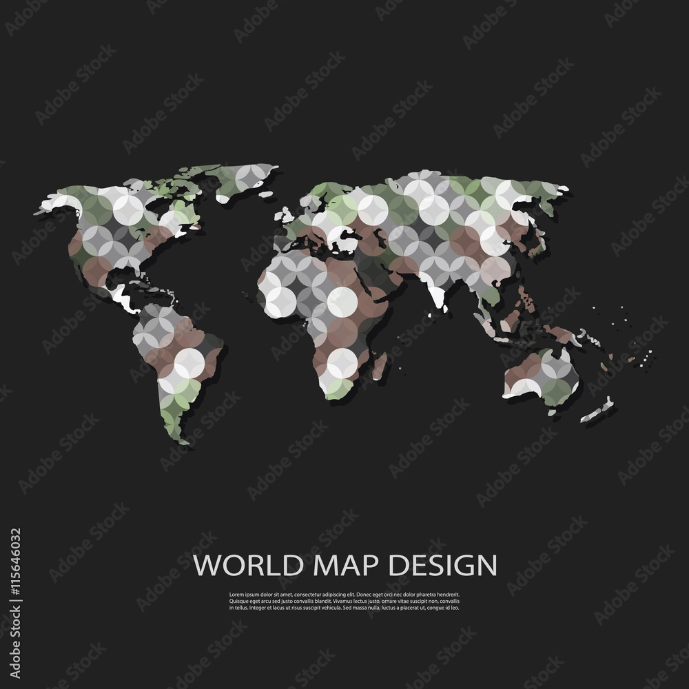 Poster abstract world map background design in editable vector format