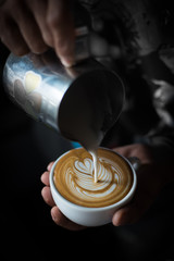 coffee latte art in coffee shop cafe