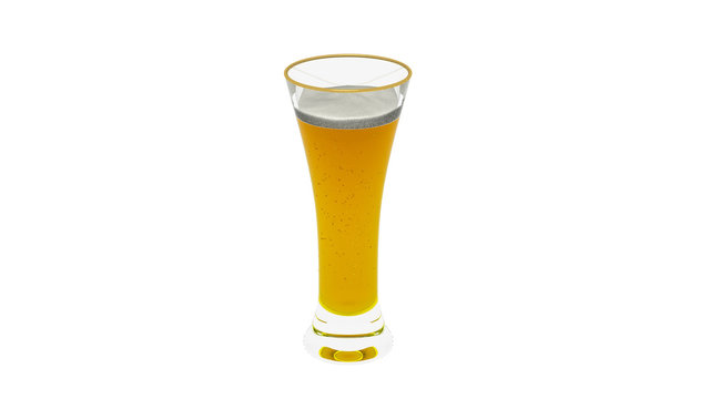 Beer in a glass, cold alcoholic drink isolated on white background