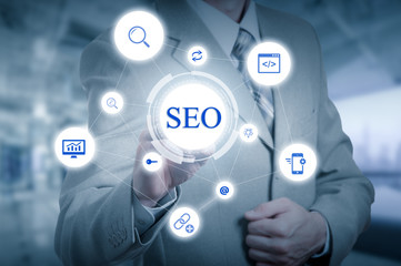 Search optimization business pointing finnger selecting seo