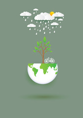 Save earth concept, paper cut style