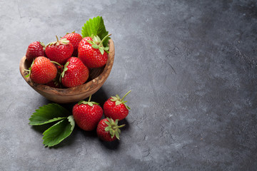Fresh garden strawberry in bowl