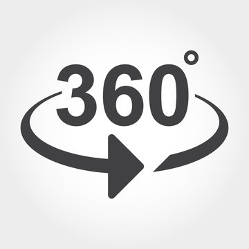 360 degrees view sign icon