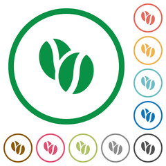 Coffee beans outlined flat icons