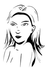 Zwart wit tekening van vrouw