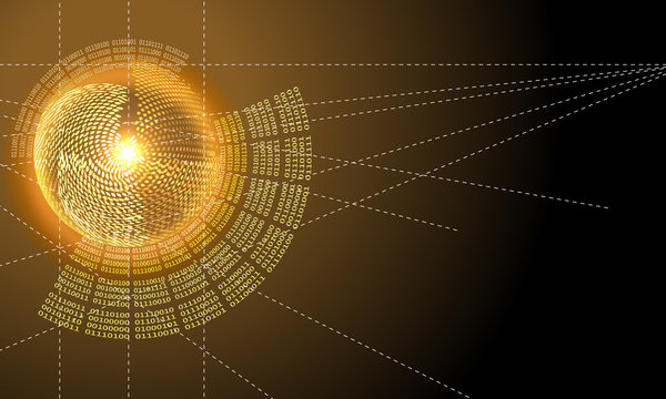 Vector abstract background with circular binary code