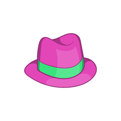 Gentlemans hat icon in cartoon style isolated on white background. Headdress symbol