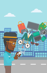 Man making purchases online vector illustration.