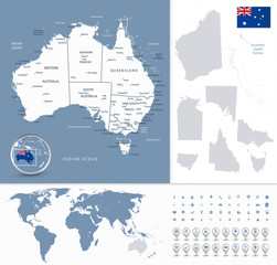 Australia Highly Detailed Map and World Map Navigation Set